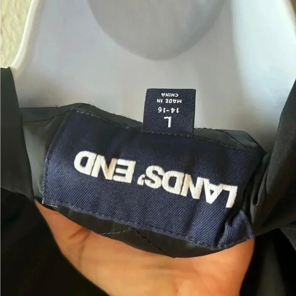 Lands' End Black Trench Coat - Picture 9 of 11